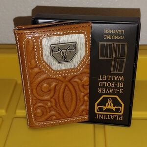 PLATINI MEN'S WALLET GENUINE LEATHER PLATINI WESTERN BIFOLD MENS WALLET NEW